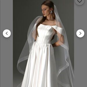 One Tier Wedding Veil with Horsehair Edge 225cm